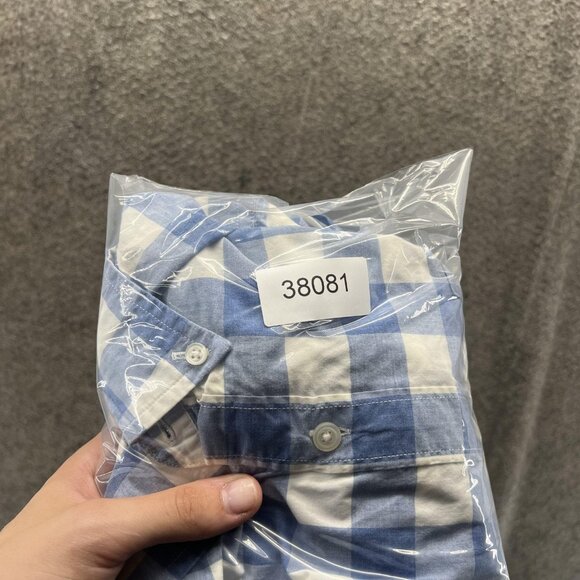 J Crew Shirt Mens Large Blue White Gingham Heathered Cotton Button Down Casual - Picture 10 of 10